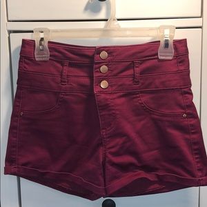 Maroon high waisted shorts